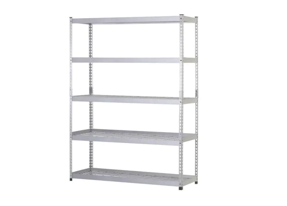 Silver 5-Tier Heavy Duty Steel Garage Storage Shelving (48 in. W x 78 in. H x 24 in. D)