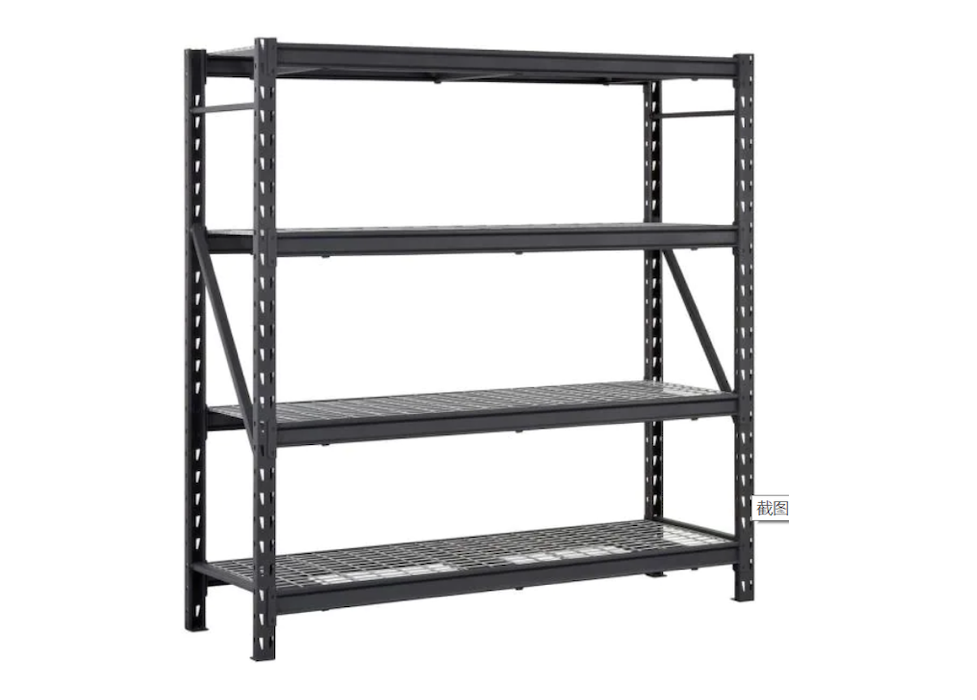 Black 4-Tier Heavy Duty Industrial Welded Steel Garage Shelving Unit (77 in. W x 78 in. H x 24 in. D)